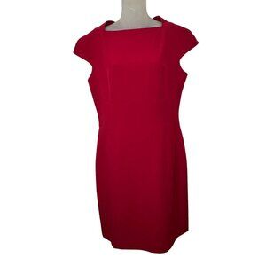 M.M.‎ Lafleur Cap Sleeve Boat neck Red Career Dress Size 10